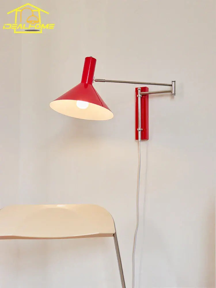 Mickey mouse red and yellow cream wind wall lamp with adjustable red metal arm and base for bedroom reading light decorbites cream wind