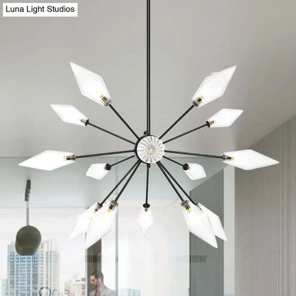 Mid-Century Diamond Shade Chandelier - Amber/Clear Ribbed Glass - 9/12/15 Lights - Living Room Pendant Lighting