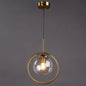 Mid-Century Globe Hanging Lamp with Glass Shade & Metal Ring - Perfect for Bedrooms