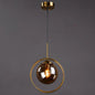 Mid-Century Globe Hanging Lamp with Glass Shade & Metal Ring - Perfect for Bedrooms