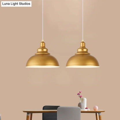 Mid-Century Gold Finish Metal Ceiling Pendant Light - 1 Head with Adjustable Cord - 3 Sizes