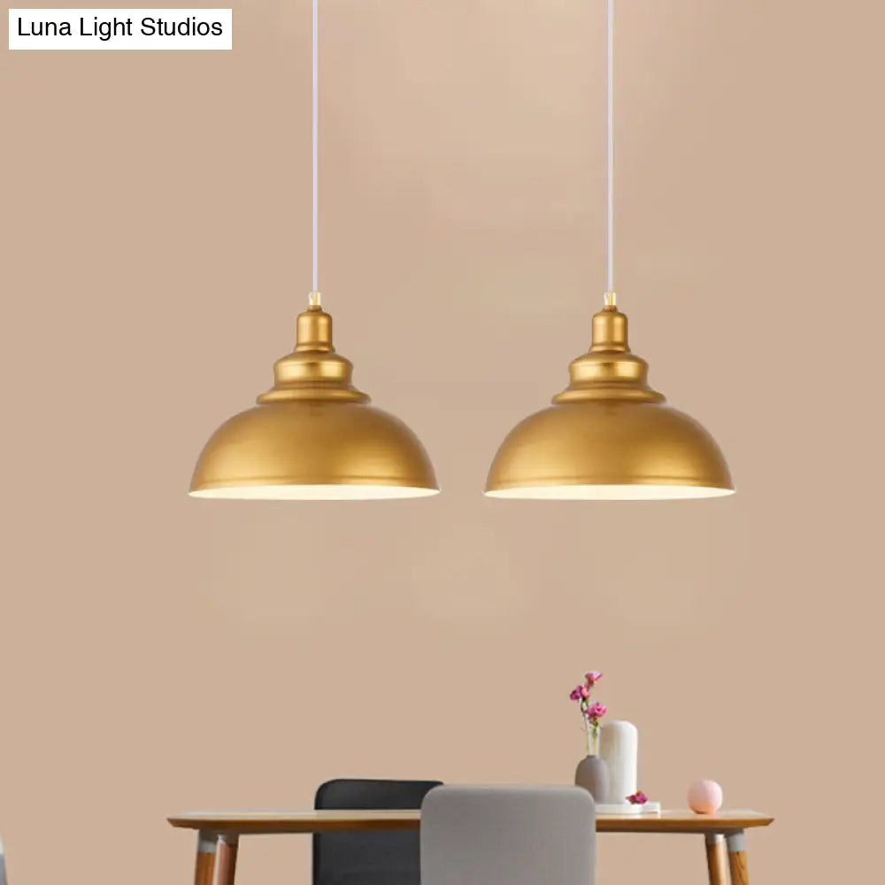 Mid-Century Gold Finish Metal Ceiling Pendant Light - 1 Head with Adjustable Cord - 3 Sizes