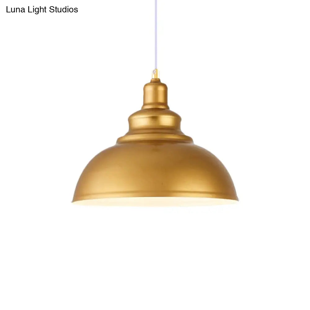 Mid-Century Gold Finish Metal Ceiling Pendant Light - 1 Head with Adjustable Cord - 3 Sizes