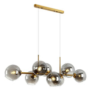 Modern gold metal mid-century chandelier with smoked glass globes LED compatible for 110v-120v and 220v-240v use
