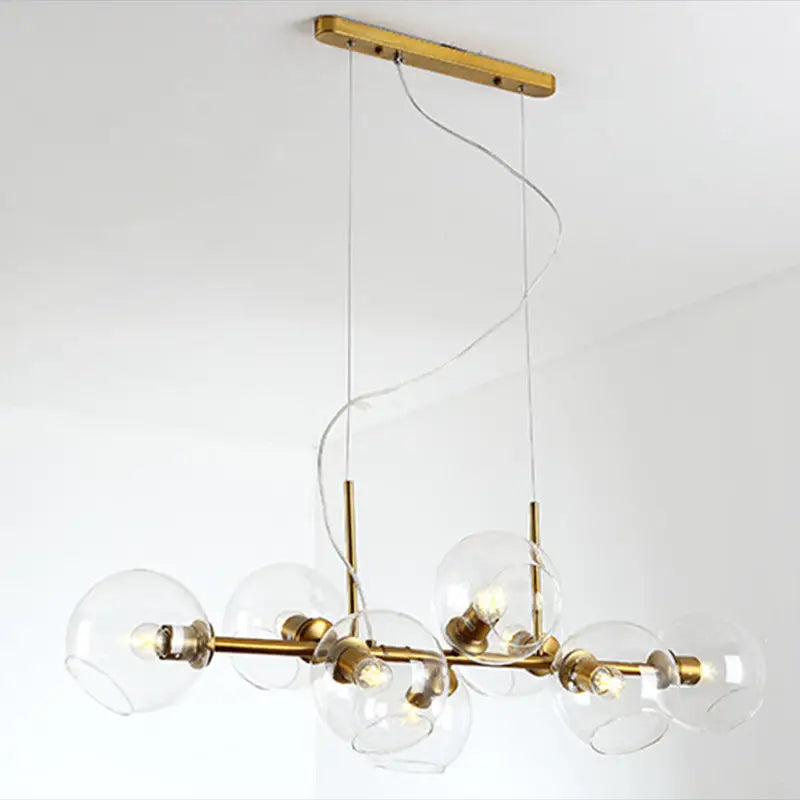 Mid-century gold metal chandelier with clear smoked glass globes compatible with 110v-120v 220v-240v led incandescent fluorescent