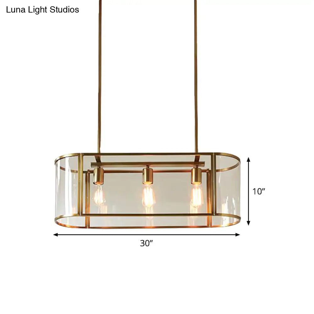 ديكوربايتس™ مصباح معلق زجاجي شفاف ذهبي من منتصف القرن - تركيبات معلقة بثلاثة رؤوس