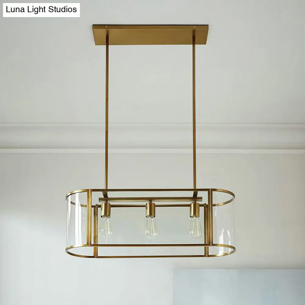 ديكوربايتس™ مصباح معلق زجاجي شفاف ذهبي من منتصف القرن - تركيبات معلقة بثلاثة رؤوس