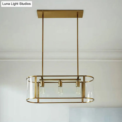 ديكوربايتس™ مصباح معلق زجاجي شفاف ذهبي من منتصف القرن - تركيبات معلقة بثلاثة رؤوس