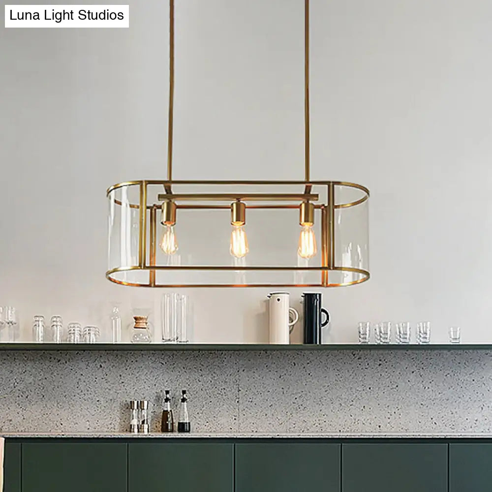 ديكوربايتس™ مصباح معلق زجاجي شفاف ذهبي من منتصف القرن - تركيبات معلقة بثلاثة رؤوس