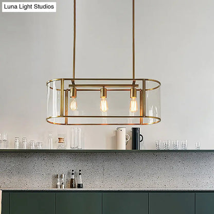 ديكوربايتس™ مصباح معلق زجاجي شفاف ذهبي من منتصف القرن - تركيبات معلقة بثلاثة رؤوس