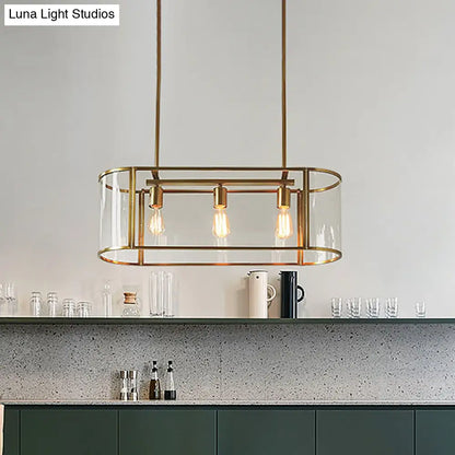 ديكوربايتس™ مصباح معلق زجاجي شفاف ذهبي من منتصف القرن - تركيبات معلقة بثلاثة رؤوس