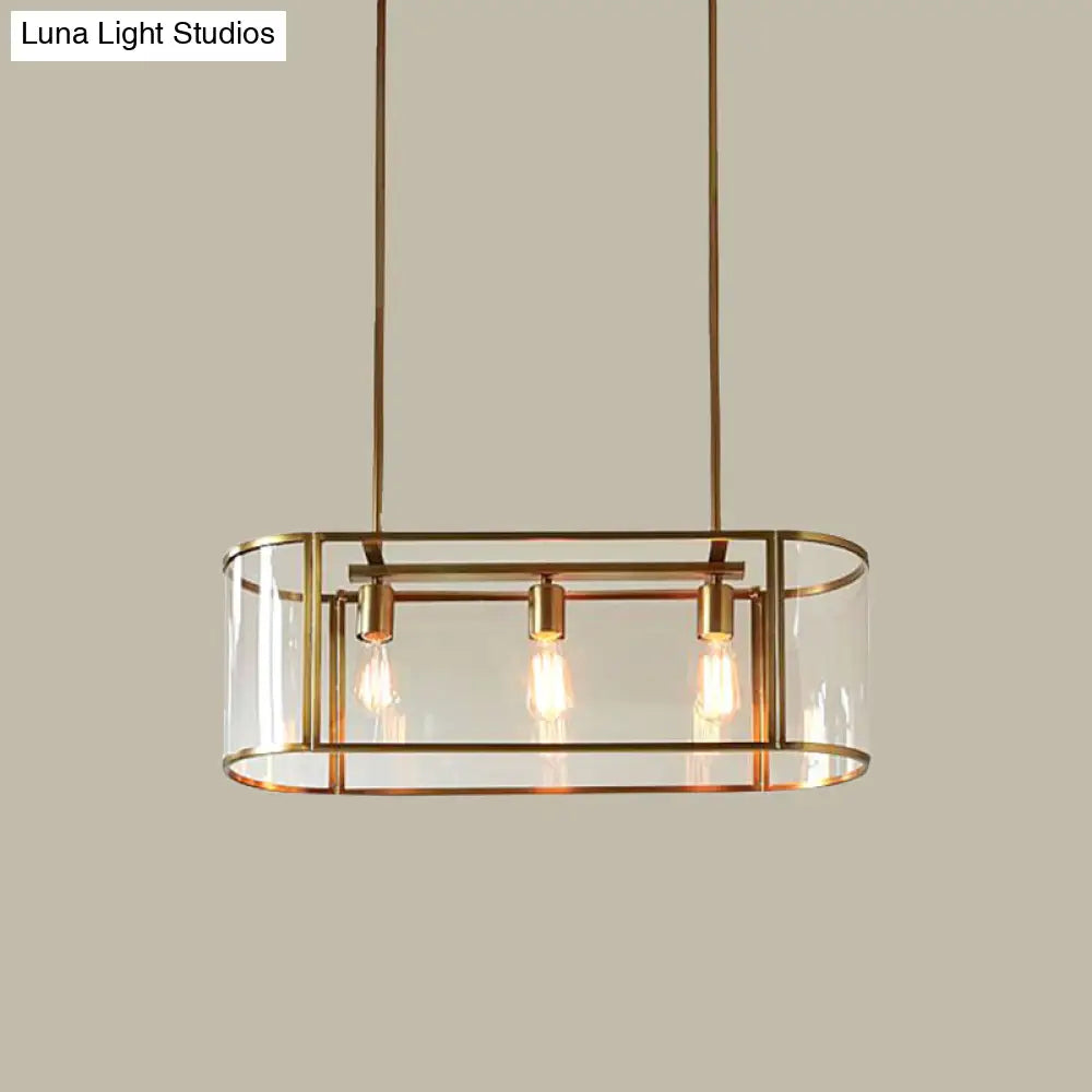 ديكوربايتس™ مصباح معلق زجاجي شفاف ذهبي من منتصف القرن - تركيبات معلقة بثلاثة رؤوس