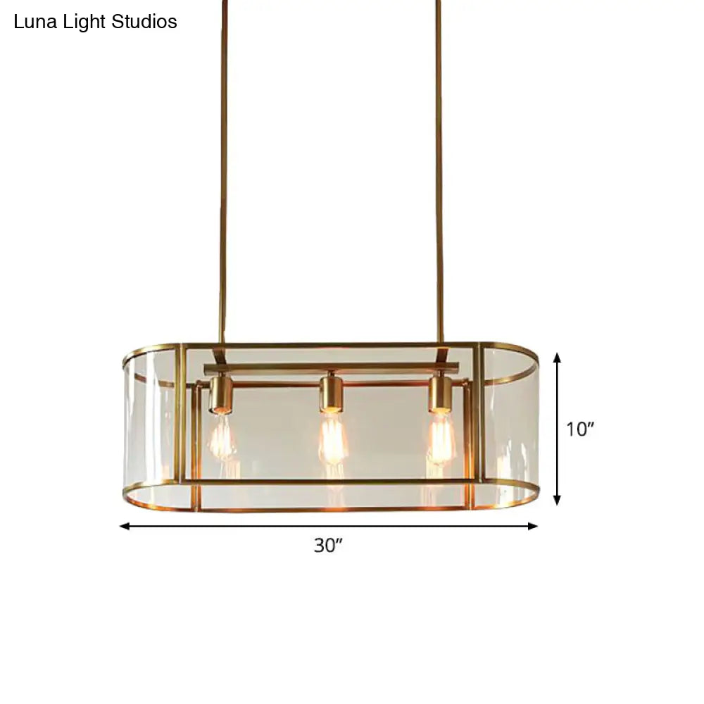 ديكوربايتس™ مصباح معلق زجاجي شفاف ذهبي من منتصف القرن - تركيبات معلقة بثلاثة رؤوس