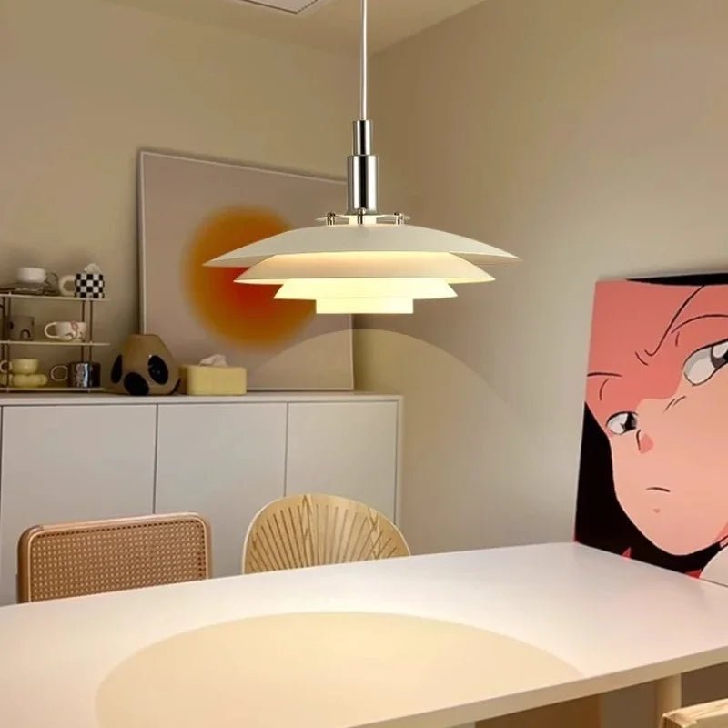 Mid-Century Gradient UFO Pendant Light In White & Red - Decorbites