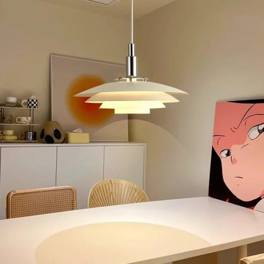 Mid-Century Gradient UFO Pendant Light In White & Red - Decorbites