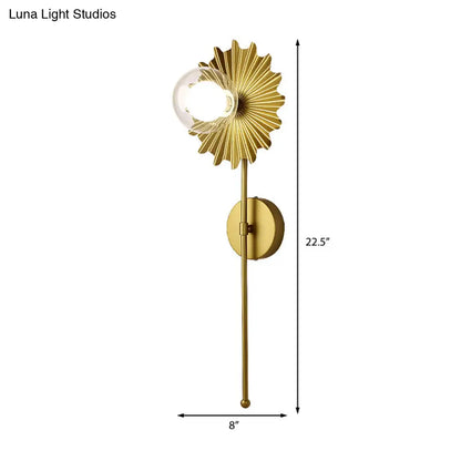 DecorBites™ DecorBites™ Mid Century Modern Brass Torch Wall Sconce - Metal and Clear Glass - 1 Light Wall Lamp