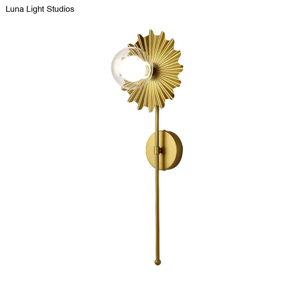 DecorBites™ DecorBites™ Mid Century Modern Brass Torch Wall Sconce - Metal and Clear Glass - 1 Light Wall Lamp
