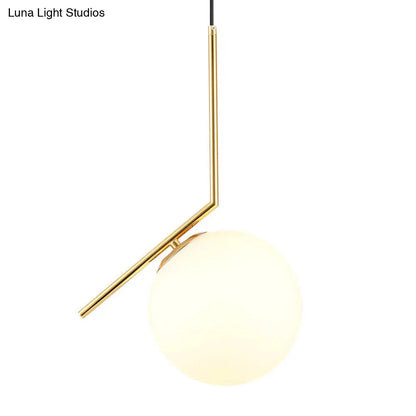 Mid-Century Opal Frosted Glass Globe Pendant Light with Hanging Lamp – 1 Light