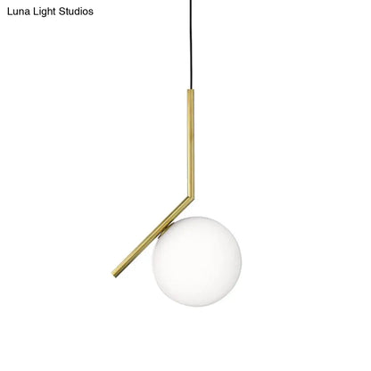 Mid-Century Opal Frosted Glass Globe Pendant Light with Hanging Lamp – 1 Light