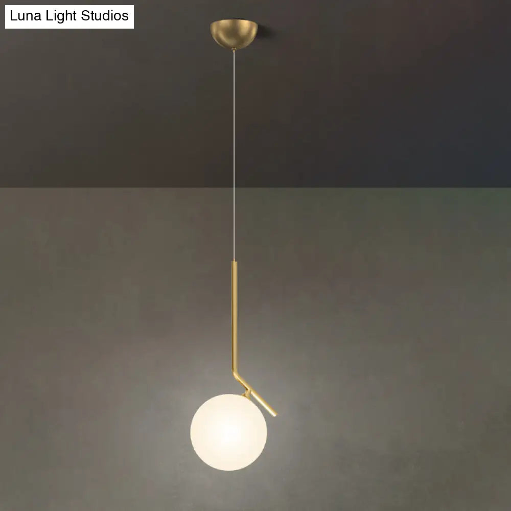 Mid-Century Opal Frosted Glass Globe Pendant Light with Hanging Lamp – 1 Light