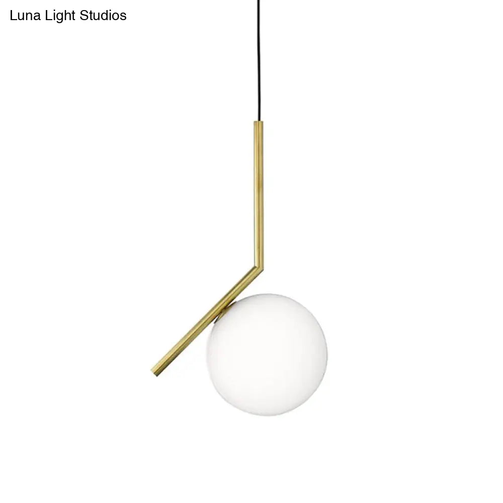 Mid-Century Opal Frosted Glass Globe Pendant Light with Hanging Lamp – 1 Light