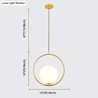 Mid-Century Opal Frosted Glass Globe Pendant Light with Hanging Lamp – 1 Light