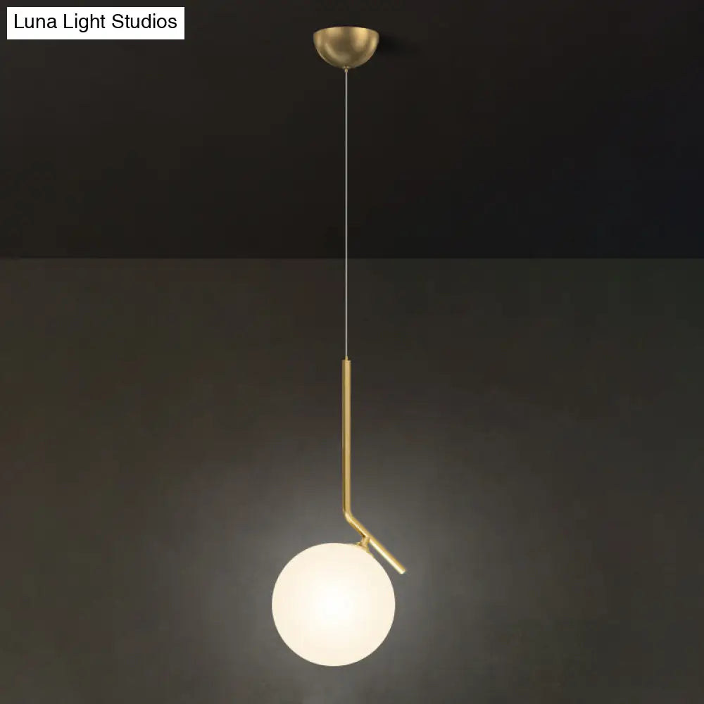 Mid-Century Opal Frosted Glass Globe Pendant Light with Hanging Lamp – 1 Light