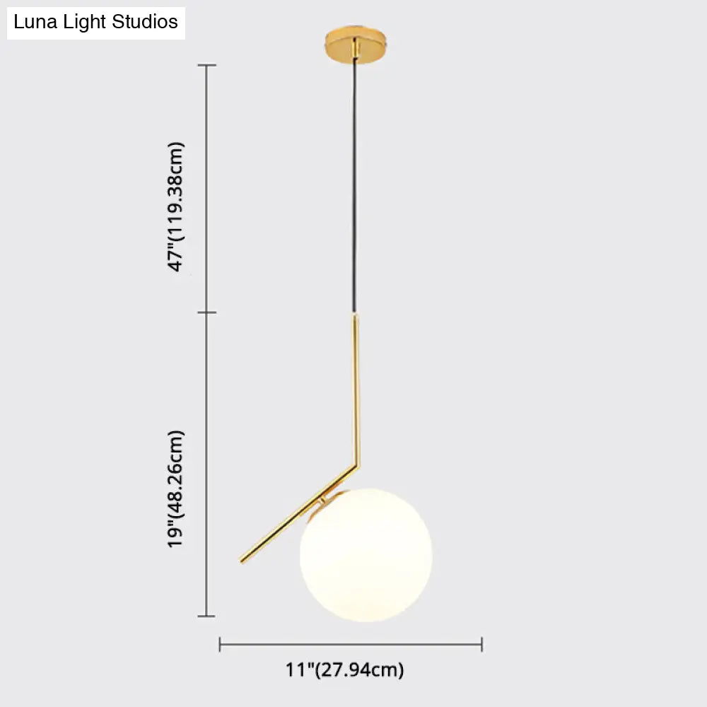 Mid-Century Opal Frosted Glass Globe Pendant Light with Hanging Lamp – 1 Light