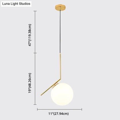 Mid-Century Opal Frosted Glass Globe Pendant Light with Hanging Lamp – 1 Light