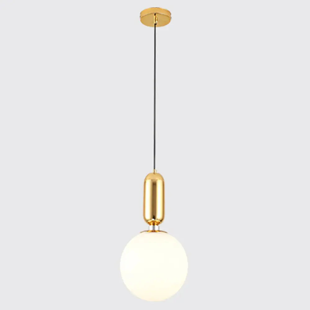 Mid-Century Opal Frosted Glass Globe Pendant Light with Hanging Lamp – 1 Light