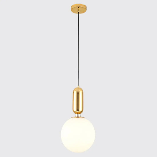 Mid-Century Opal Frosted Glass Globe Pendant Light with Hanging Lamp – 1 Light