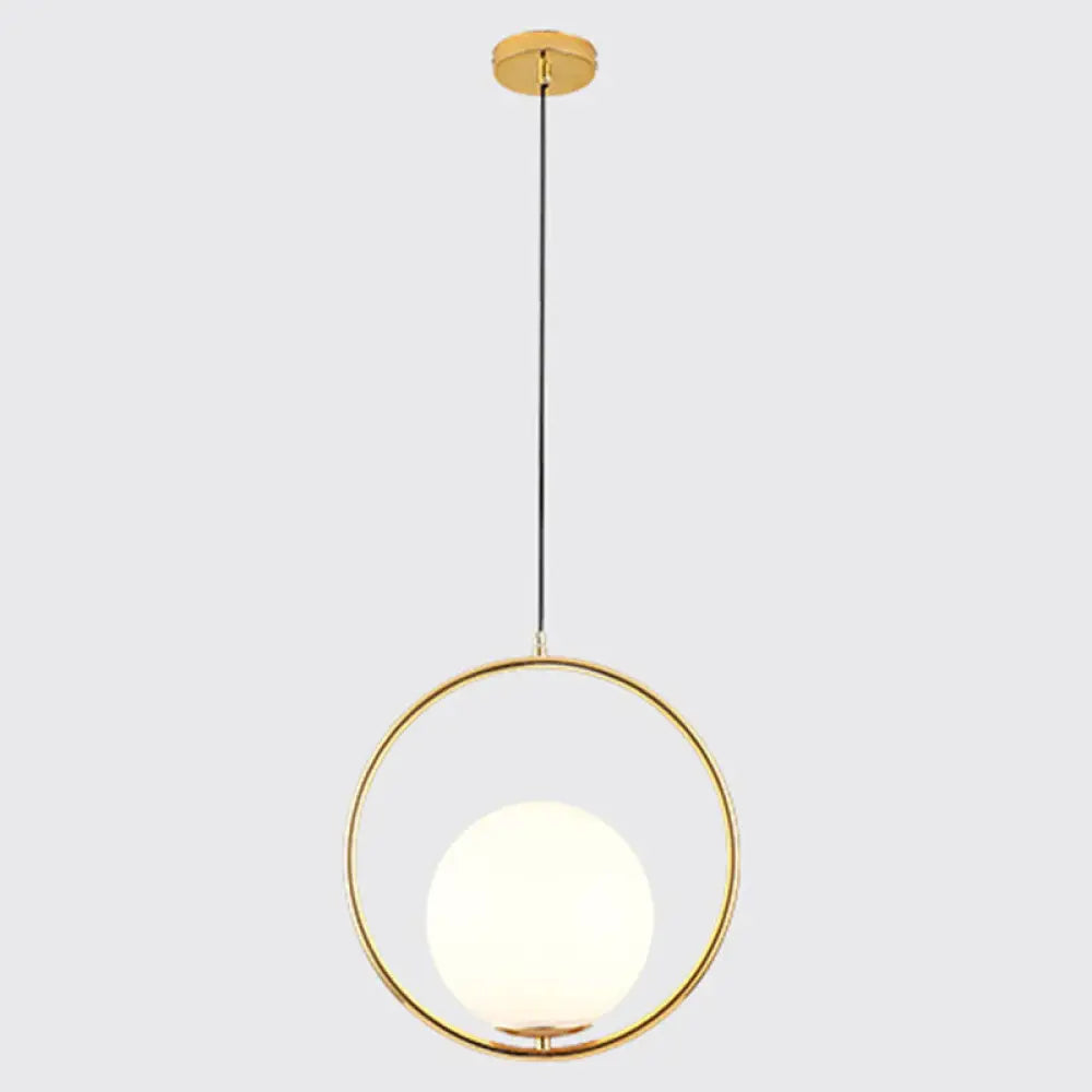 Mid-Century Opal Frosted Glass Globe Pendant Light with Hanging Lamp – 1 Light