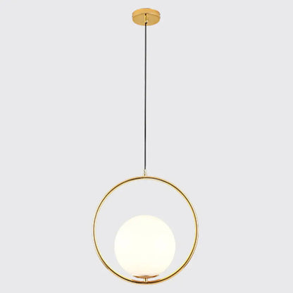 Mid-Century Opal Frosted Glass Globe Pendant Light with Hanging Lamp – 1 Light