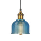 Mila - Retro Retro Style Carillon Pendant Light 1-Light Red/Orange/Blue Gridded Glass Suspension Lighting for Dining Room