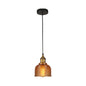 Mila - Retro Retro Style Carillon Pendant Light 1-Light Red/Orange/Blue Gridded Glass Suspension Lighting for Dining Room