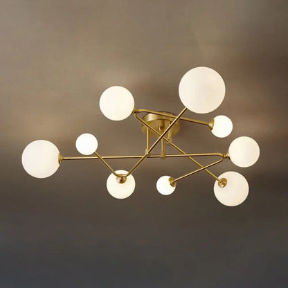 DecorBites™ DecorBites™ Milk Glass Orb Ceiling Light: Postmodern Brass Flush Mount