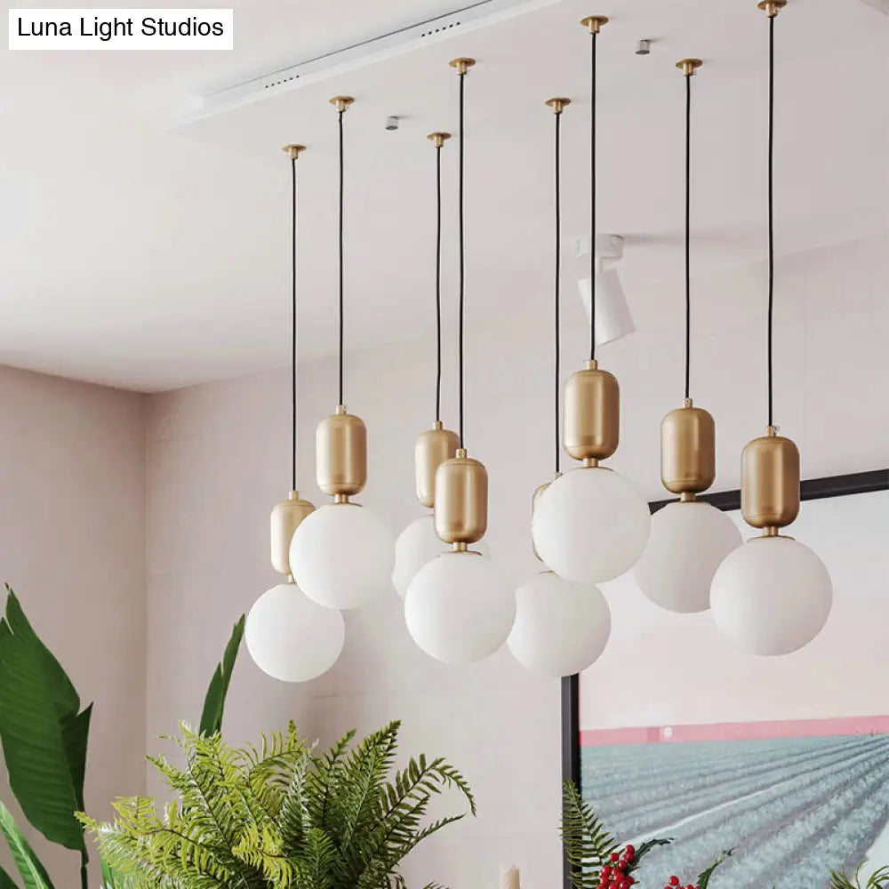 Milky Glass Ball Pendant Lamp - Simplicity 1-Bulb Fixture for Living Room Lighting