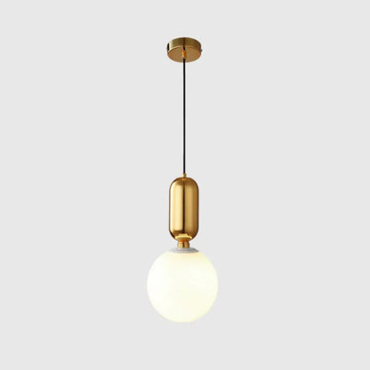 Milky Glass Ball Pendant Lamp - Simplicity 1-Bulb Fixture for Living Room Lighting