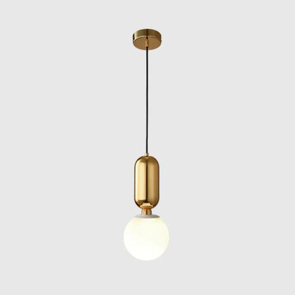 Milky Glass Ball Pendant Lamp - Simplicity 1-Bulb Fixture for Living Room Lighting