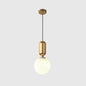 Milky Glass Ball Pendant Lamp - Simplicity 1-Bulb Fixture for Living Room Lighting