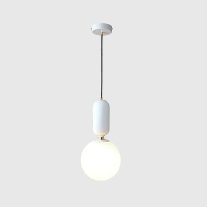 Milky Glass Ball Pendant Lamp - Simplicity 1-Bulb Fixture for Living Room Lighting