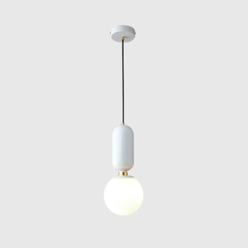 Milky Glass Ball Pendant Lamp - Simplicity 1-Bulb Fixture for Living Room Lighting