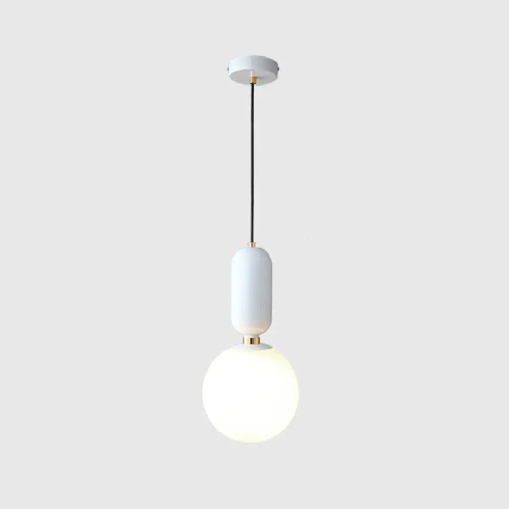 Milky Glass Ball Pendant Lamp - Simplicity 1-Bulb Fixture for Living Room Lighting