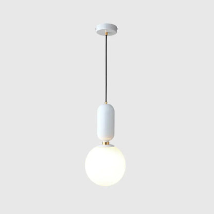 Milky Glass Ball Pendant Lamp - Simplicity 1-Bulb Fixture for Living Room Lighting