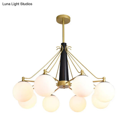 Lámpara de araña de cristal opalino - Estilo moderno, 6/8 luces, acabado dorado, ideal para iluminación colgante de techo en salas de estar