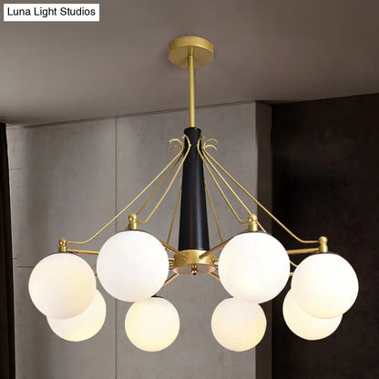 Lámpara de araña de cristal opalino - Estilo moderno, 6/8 luces, acabado dorado, ideal para iluminación colgante de techo en salas de estar
