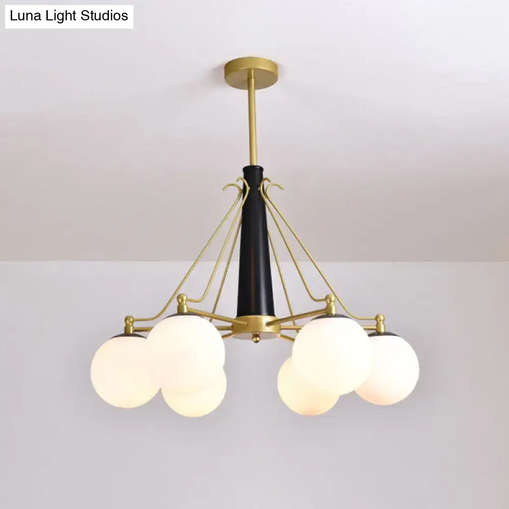 Lámpara de araña de cristal opalino - Estilo moderno, 6/8 luces, acabado dorado, ideal para iluminación colgante de techo en salas de estar