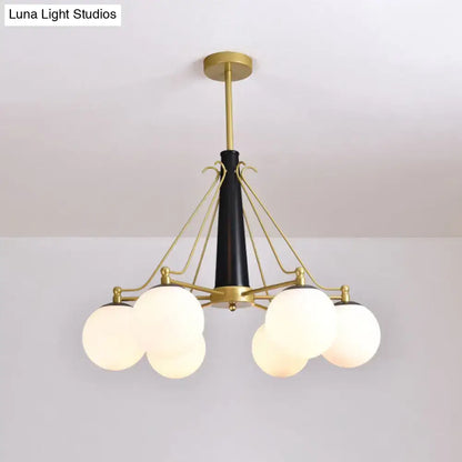 Lámpara de araña de cristal opalino - Estilo moderno, 6/8 luces, acabado dorado, ideal para iluminación colgante de techo en salas de estar