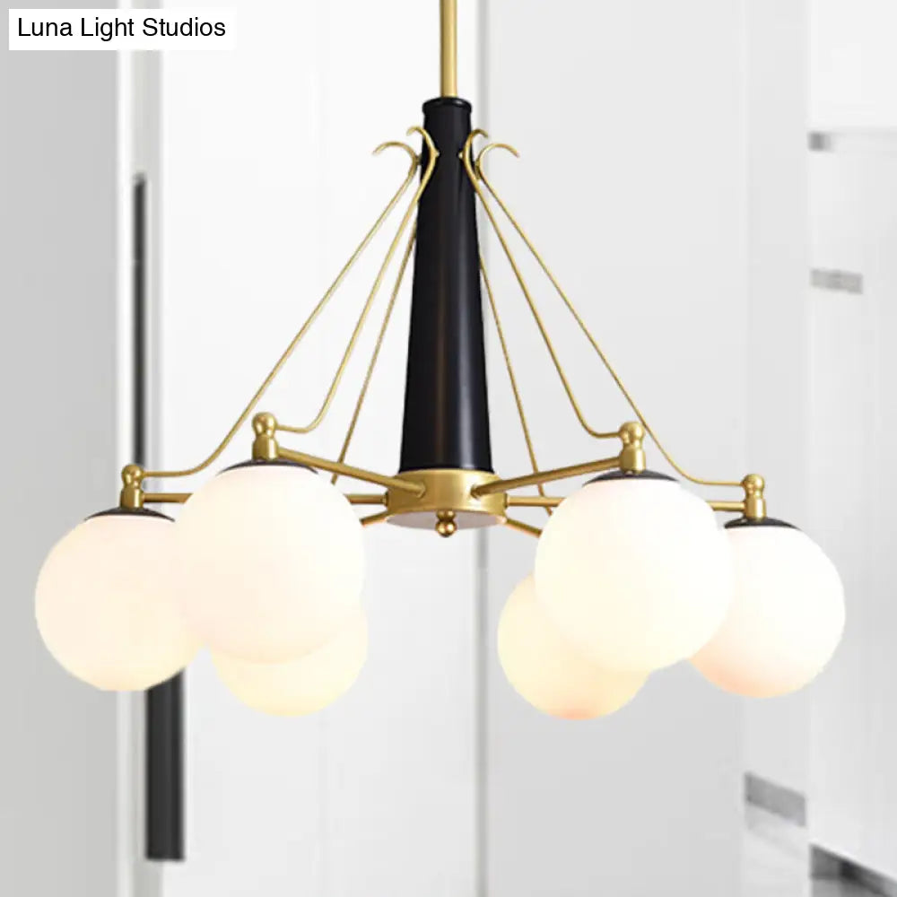Lámpara de araña de cristal opalino - Estilo moderno, 6/8 luces, acabado dorado, ideal para iluminación colgante de techo en salas de estar