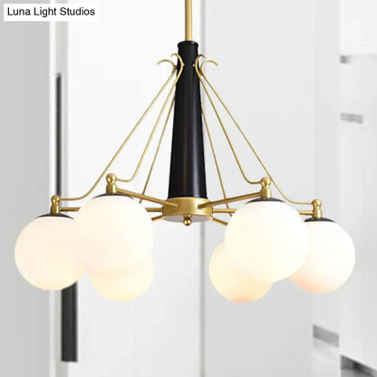 Lámpara de araña de cristal opalino - Estilo moderno, 6/8 luces, acabado dorado, ideal para iluminación colgante de techo en salas de estar